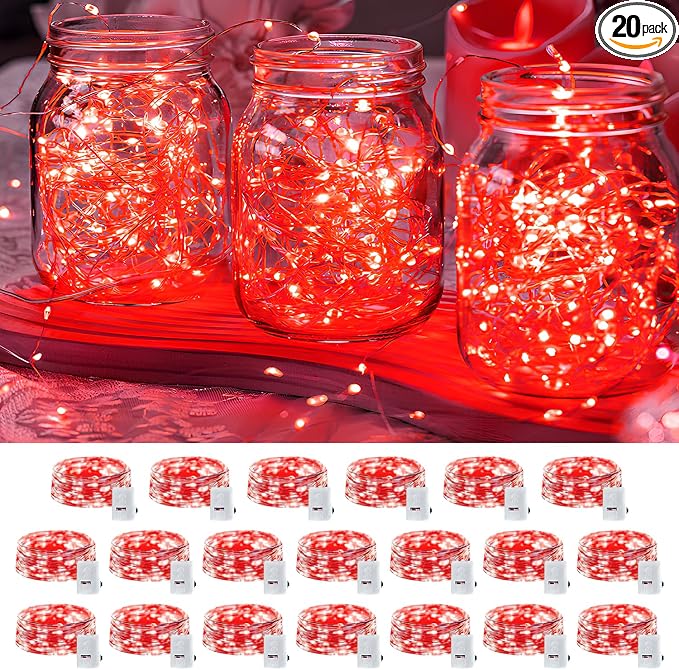 20 Pack LED Fairy Lights Battery Operated, 3 Features Blinking Slowly Blinking by Adamonda