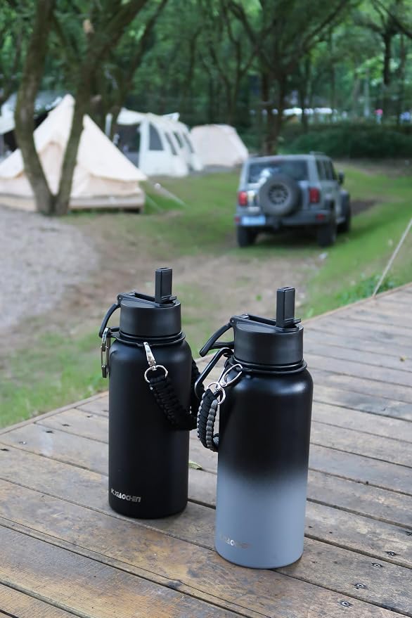 KXIAOCHEN Insulated Water Bottle, Stainless Steel Water Bottle, 2 Lids - Image 8