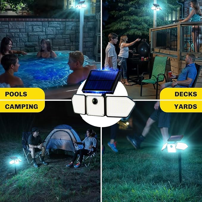 Bionic Flood Light 4 Pk Solar Lights Outdoor Waterproof, Ultra Bright 89 LEDs - Image 6