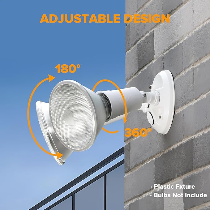 LUTEC 6 Pack Adjustable Twin Par Holder Outdoor Flood Lights, Switch Controlled - Image 4