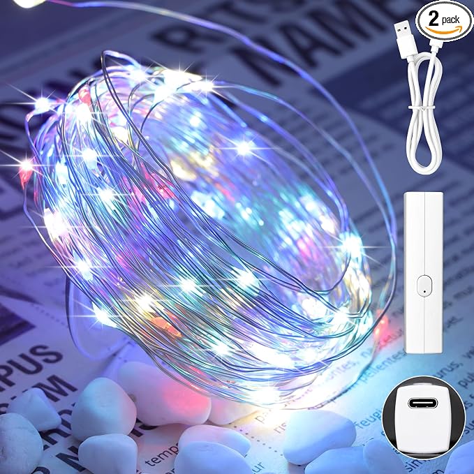 66FT Multicolor Fairy Lights Battery Operated, 100 LED Twinkle Lights by Lakumu