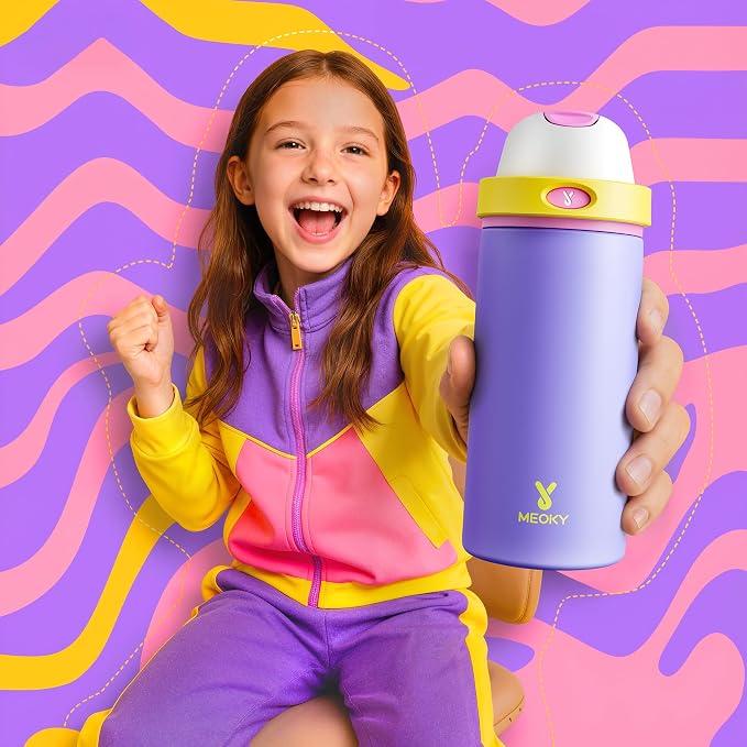 18 oz Insulated Water Bottle for Travel: Meoky Stainless Steel Kids Water Bottle - Image 2