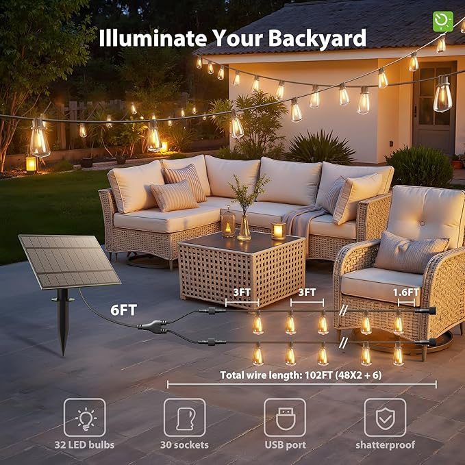 KYY 102FT Solar String Lights Outdoor - Image 3