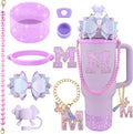 9PCS Purple for Stanley Cup Accessories Set Bling Initials Bow Charms for by Unknown
