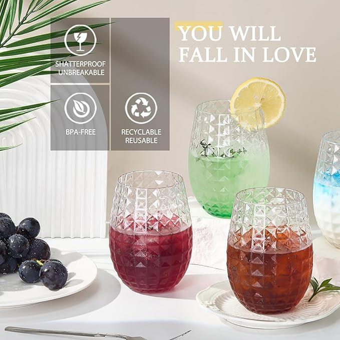 Lueumxc 20 Pack Plastic Wine Glasses, 16Oz Disposable Wine Glasses Unbreakable - Image 3