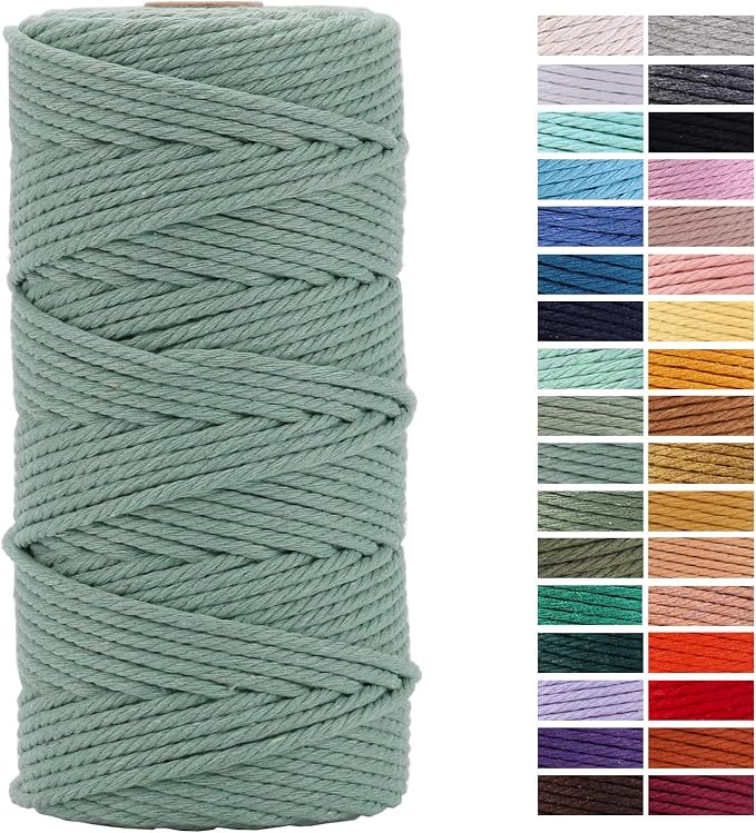 Bluish Green Macrame Cord 3mm x 109Yards, Colored Cotton Rope Craft Cord by AestheticDesignforYou