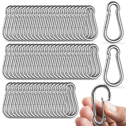 100 Pack M5 Spring Snap Hook Carabiner, Heavy Duty Galvanized Steel Quick Link by Zmpkhba