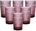 ZMOWIPDL Vintage Glassware Drinking Glasses Set of 6, 13 oz Purple Textured by ZMOWIPDL