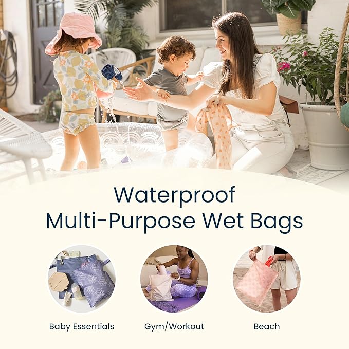Tiny Twinkle Mess Proof Wet Bags | 2-Pack Reusable Waterproof Wet Bags - Image 4