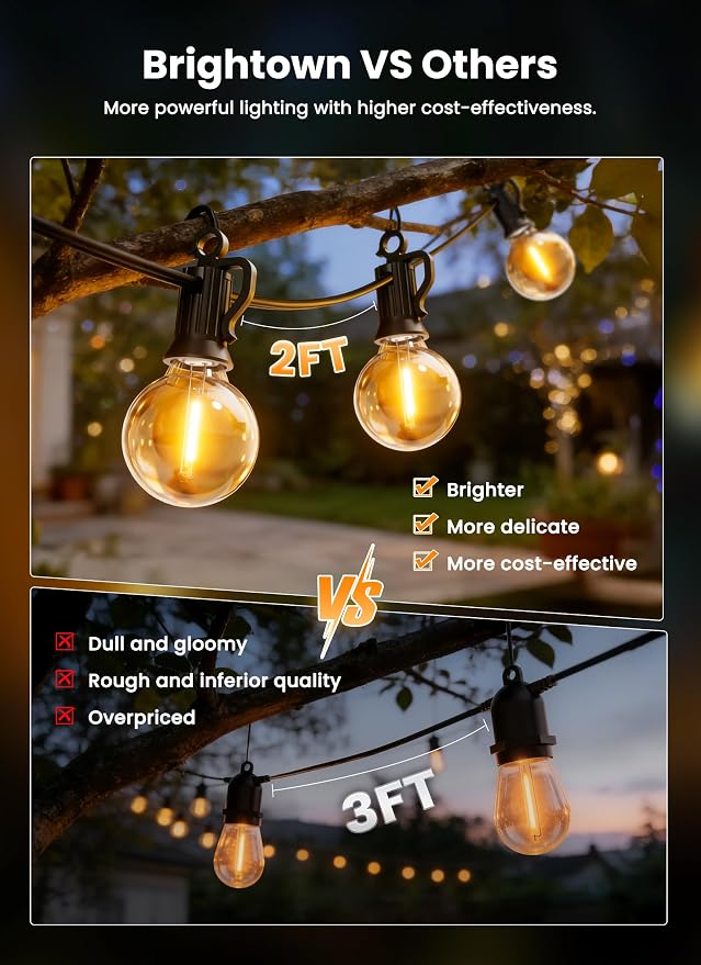 Brightown 108FT 52LED Solar String Lights Outdoor - Image 2