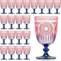 XUWAIDSGN 24Pcs Plastic Vintage Wine Glasses 13.5oz Reusable Embossed Goblet by XUWAIDSGN