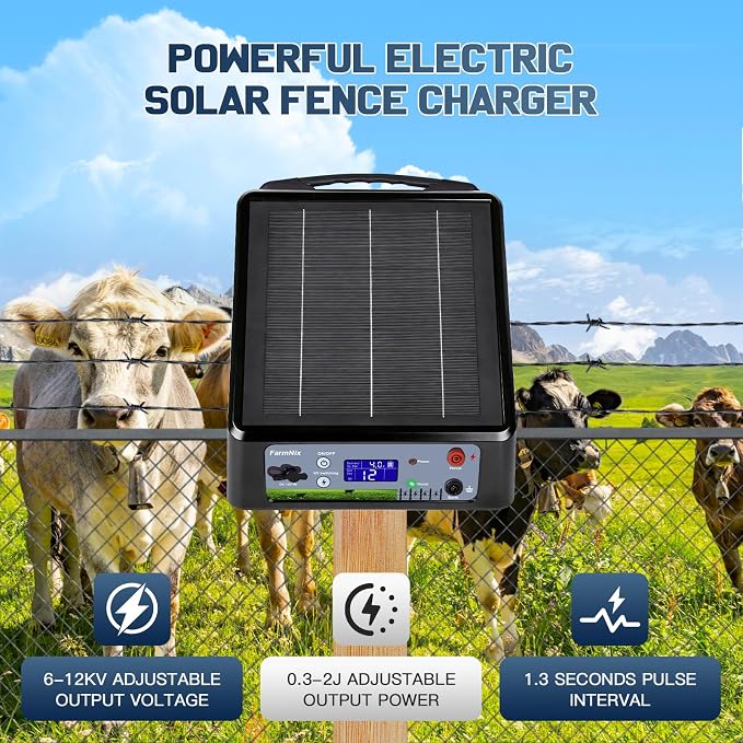 6-12KV Adjustable Output Solar Charger, 20 Miles Solar Powered Electric Fence 2 - Image 4