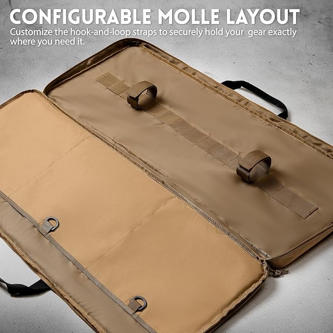 Single Rifle Case Bag, Tactical Padded Soft Gun Case w/MOLLE System, Wide - Image 2