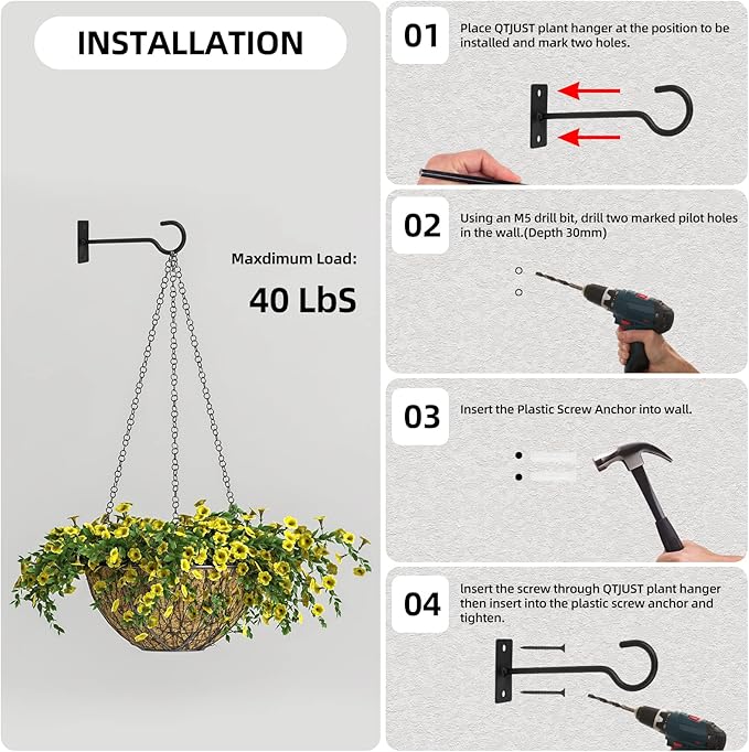 2Pcs 2.5in Ceiling Hooks for Hanging Plants Black - Image 7