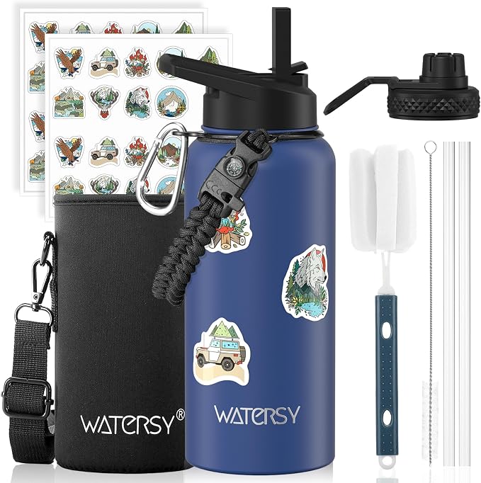 32oz Insulated Water Bottle, BPA Free&Leak Proof, Stainless Steel Water Flask by Watersy