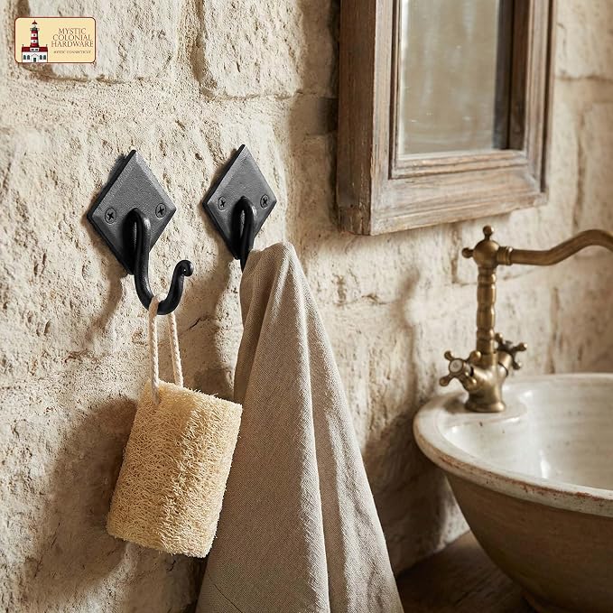 Mystic Colonial Rustic Cast Iron Wall Hooks, 3.6" Heavy Duty Coat Hooks - Image 9