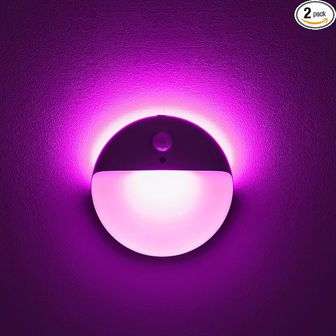 YUNLEX 2 Pack Purple Battery Night Light, Motion Activated Night Light by YUNLEX