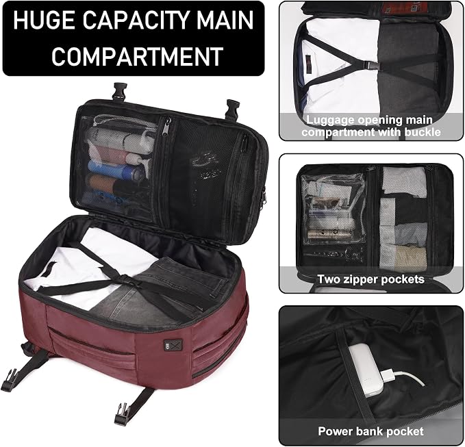 ECOHUB Travel Backpack 18x14x8 Spirit Airlines Personal Item Bag Carry On - Image 3