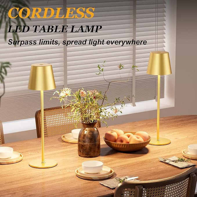 Kakanuo Cordless Table Lamp Rechargeable Gold - Image 4