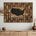 68 Slots 40 x 28'' Large World Map Shot Glass Display Case Rustic Wood Shot by GlikCeil