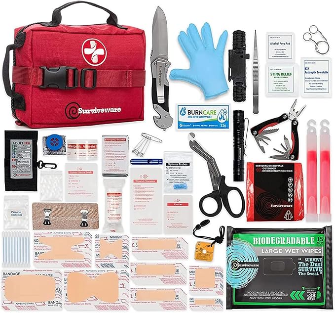 Surviveware 119 Pcs Comprehensive Premium Survival First Aid Kit by Surviveware