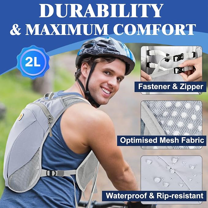 Hydration Backpack with 2L Water Bladder Bag, Lightweight and Breathable - Image 6