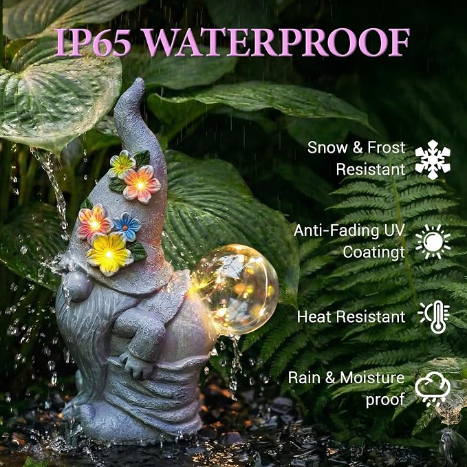 Solar Funny Garden Gnome Statue: Outdoor Sculpture Lights - Image 5