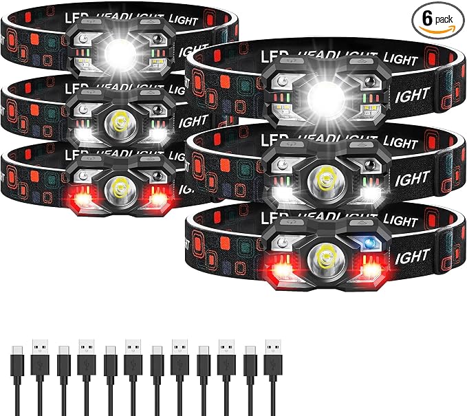 Headlamp Rechargeable 6Pack, 3000 Lumen Ultra-Light Bright Headlamp Flashlight by Northlet