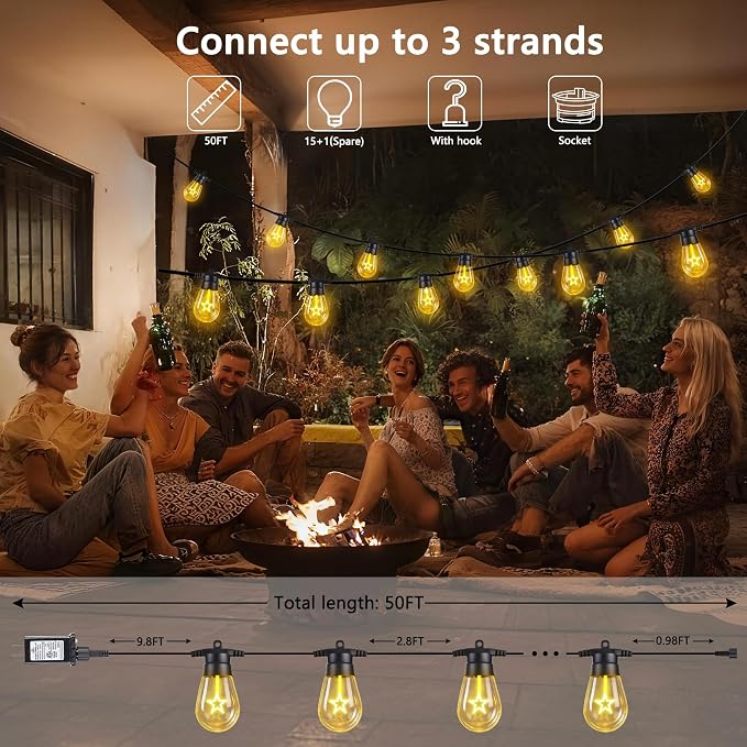 LED Outdoor String Lights, 50FT Patio Lights - Image 4
