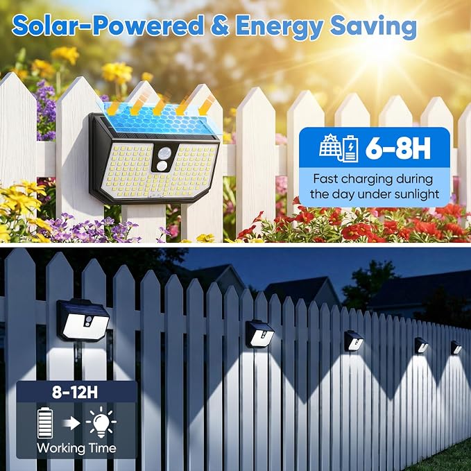 Brightever 4-Pack Solar Lights Outdoor Motion Sensor, Super Bright Outdoor - Image 5