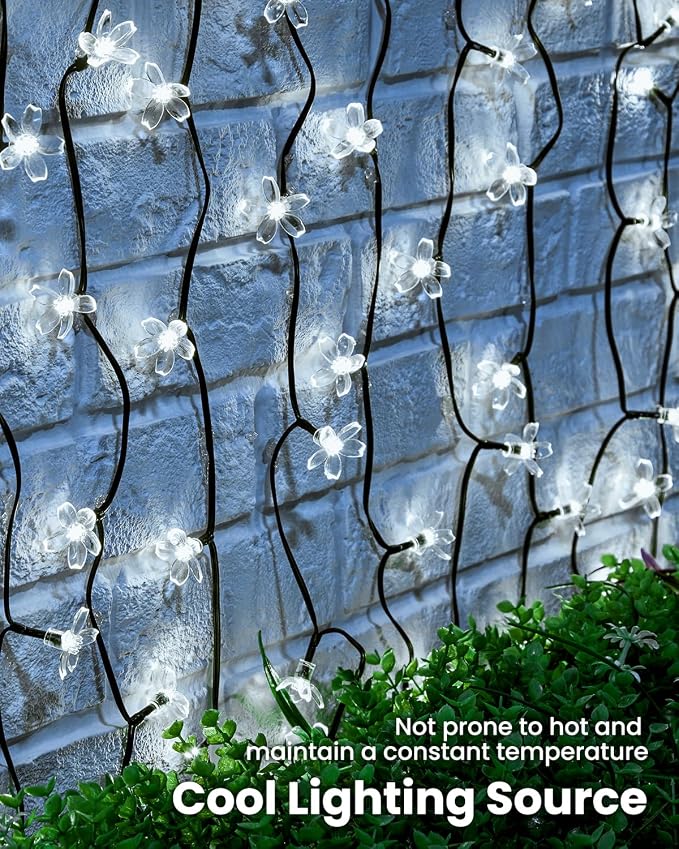 Brightown 60 LED Solar Flower String Lights Outdoor Waterproof Fairy Lights - Image 7