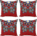 Ambesonne Mandala Throw Pillow Cushion Case Pack of 4, Color Jumble of Lace by Ambesonne