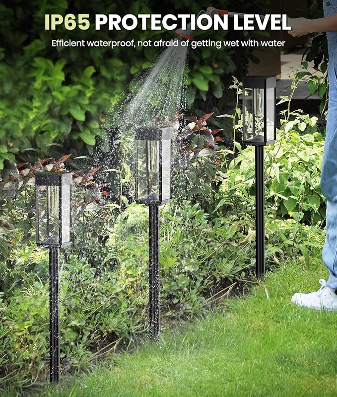 NEWMESSI 8 Pack Bright Solar Pathway Lights, IP65 Waterproof Outdoor Garden - Image 4