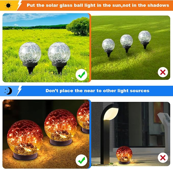 MLKNK Solar Globe Lights Outdoor Waterproof-Solar Balls-Solar Garden Lights-Orbs - Image 3