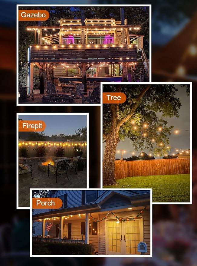 GPATIO Outdoor String Lights, 60FT Waterproof Patio Lights - Image 6