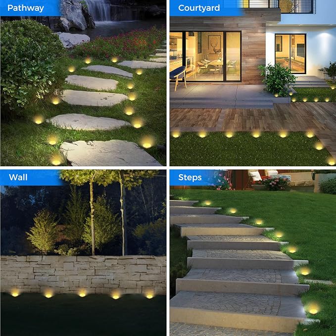 Peasur Mini Solar Ground Lights, 8 Pack Flat Solar Disc Lights Outdoor - Image 5