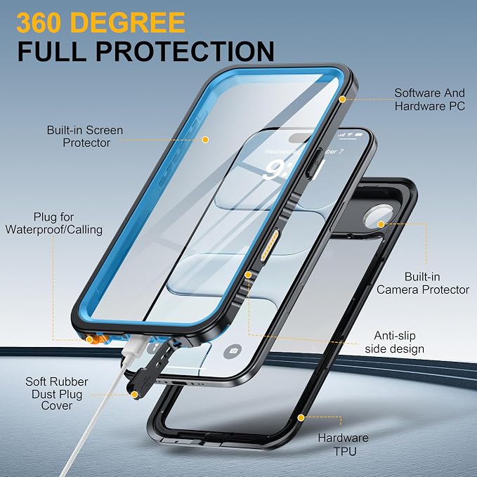 ANTSHARE for iPhone Air Case, IP68 Waterproof Shockproof Case, - 12 FT Military - Image 7