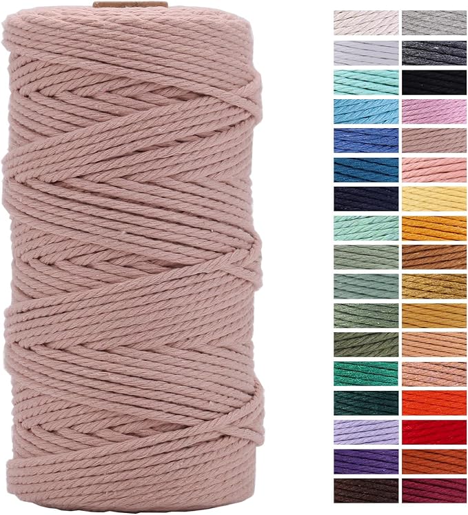 Pinkish Grey Macrame Cord 3mm x 109Yards, Colored Cotton Rope Craft Cord by AestheticDesignforYou