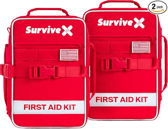 SurviveX Large First Aid Kit for Car, Travel & Home by SurviveX