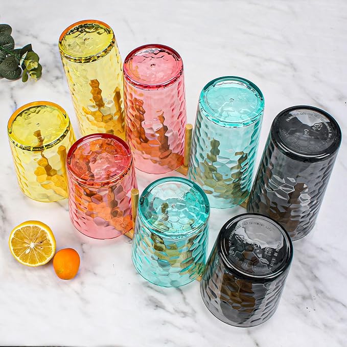 BPA-Free Plastic Tumblers 8 Pack | Reusable Dishwasher Safe | Stackable - Image 5