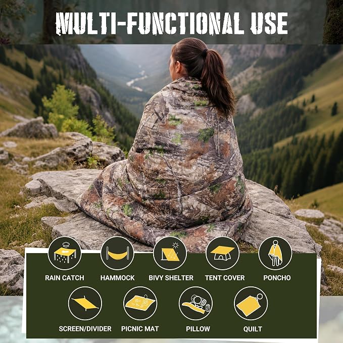 Lenotos Woobie Blanket, Thermal Insulated Military Poncho Liner, Water-Resistant - Image 3