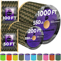 TECEUM Reflective Paracord Rope 1000 – 1000ft/200ft/100ft/50ft – 40+ Colors – by TECEUM