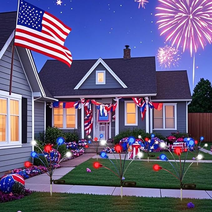 OZS 6 Pack Solar American Flag Lights - Image 6