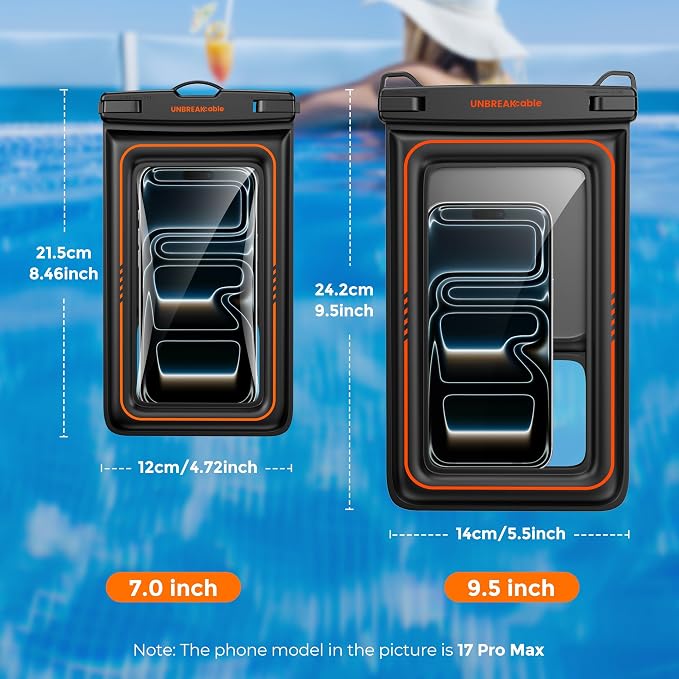 UNBREAKcableXL Size EXTRA Large Waterproof Phone Pouch Floating IPX8 Phone Case - Image 2