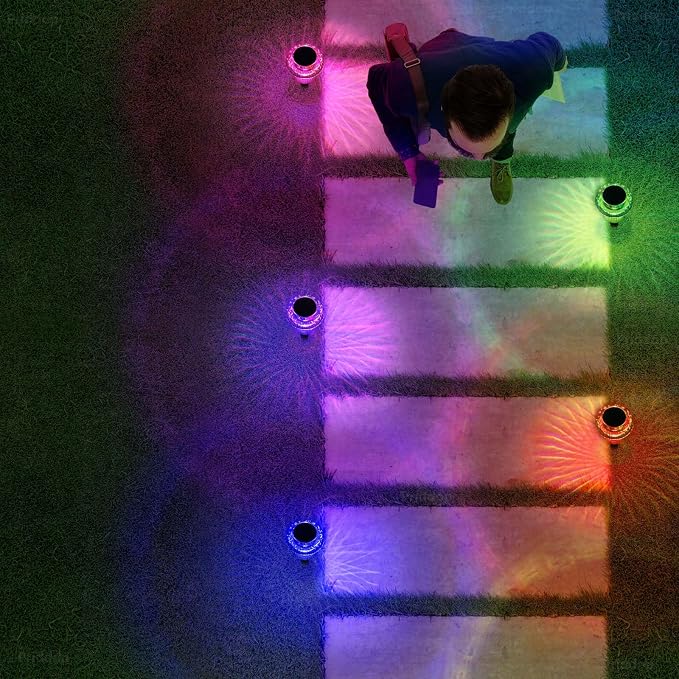 Priddop Solar Lights Outdoor Pathway Waterproof 8 Pack Color Changing LED - Image 6