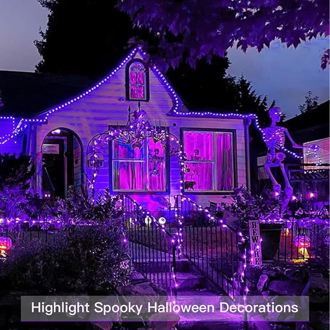 suddus Hallowee Purple Lights Battery Operated, 66ft 200 LED Twinkle Lights - Image 4