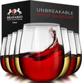 Bravario Unbreakable Stemless Plastic Wine Glasses | Reusable | Shatterproof by Bravario