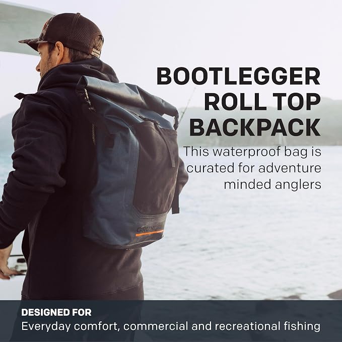 Grundéns Bootlegger Roll Top Backpack, Waterproof, Dark Navy - Image 2