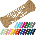 TECEUM Cotton Rope 3/16” – 50 FT – Strong All-Purpose Braided Rope – Natural by TECEUM