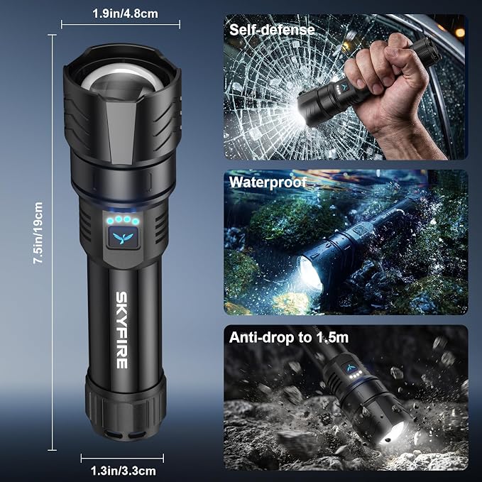 SKYFIRE Rechargeable Flashlights High Lumens - Image 7